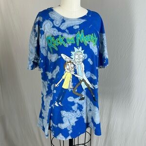 Hand-Dyed, Rick and Morty Summer Graphic Tie Dye, Bleach Dye T-Shirt XL, Unisex